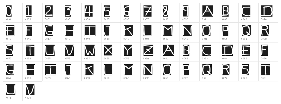 Pf_veryverybadfont7 Inverted Character Map