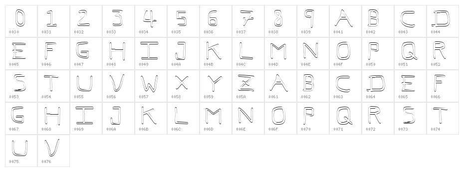 Pf_veryverybadfont7 Outline Character Map