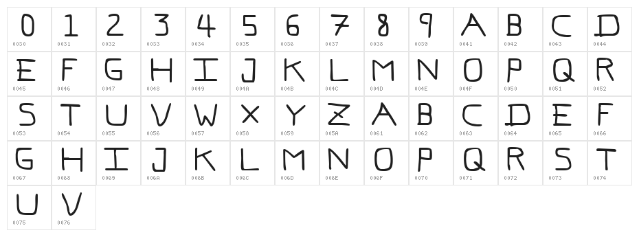 Pf_veryverybadfont7 Character Map