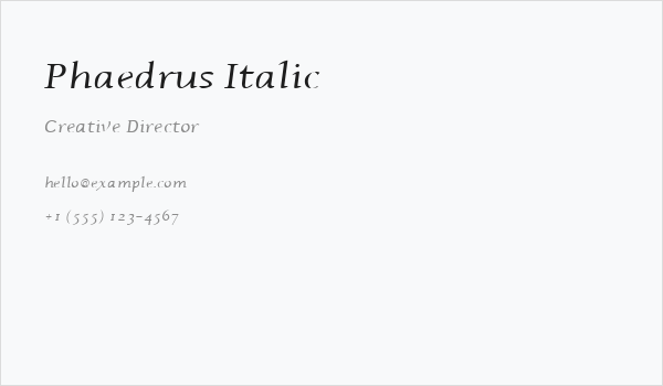 Phaedrus Italic Business Card