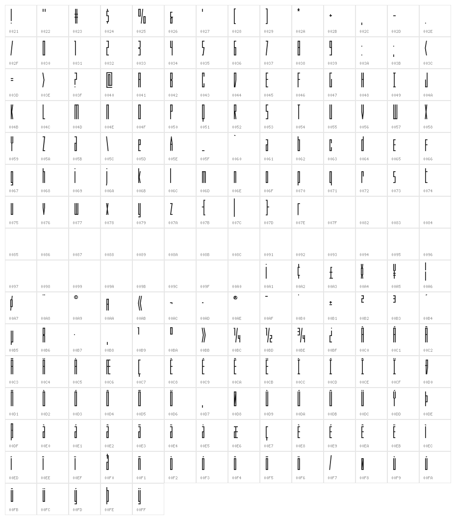Phantacon Compact Bold Character Map