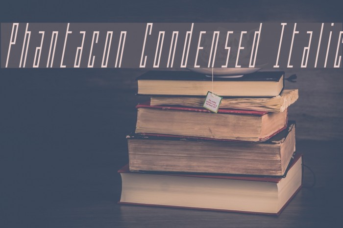 Phantacon Condensed Italic Font examples