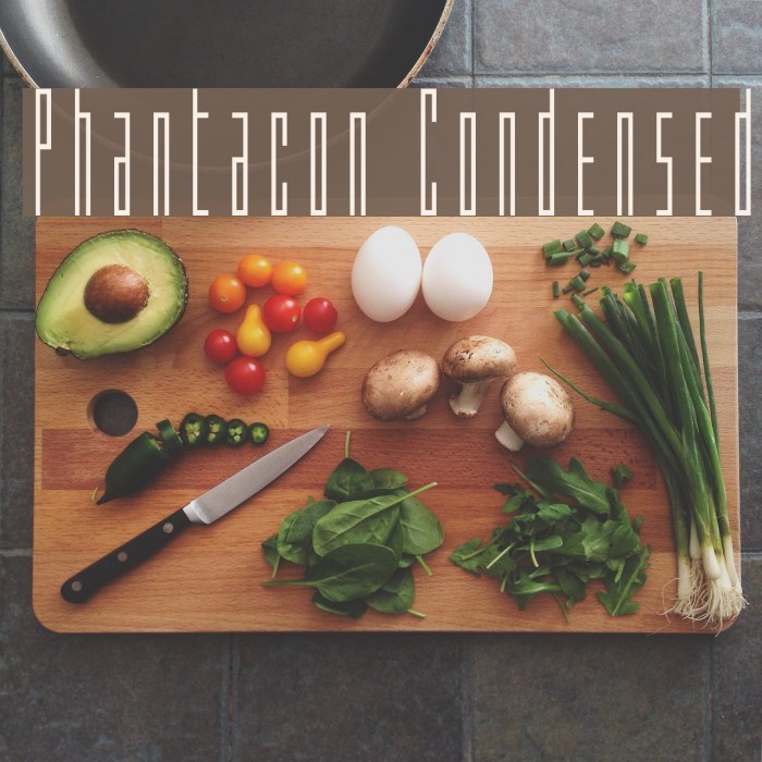 Phantacon Condensed Font examples