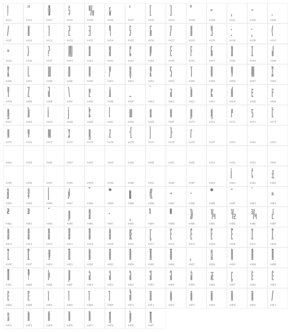 Phantacon Outline Character Map