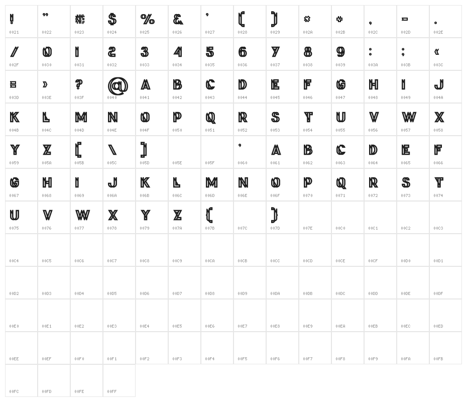 Phantom Bold Character Map