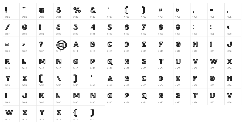 Phantom Bold Character Map