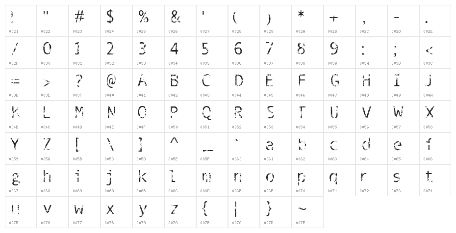 Phantomime Character Map