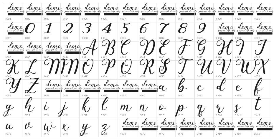 PharosiPersonalUseOnly Character Map