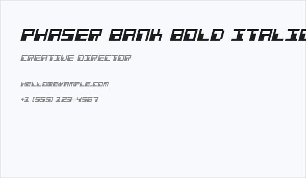 Phaser Bank Bold Italic Business Card
