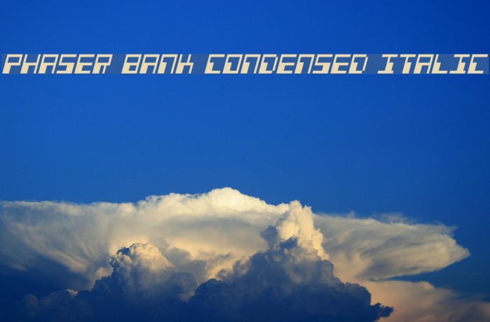 Phaser Bank Condensed Italic Font examples