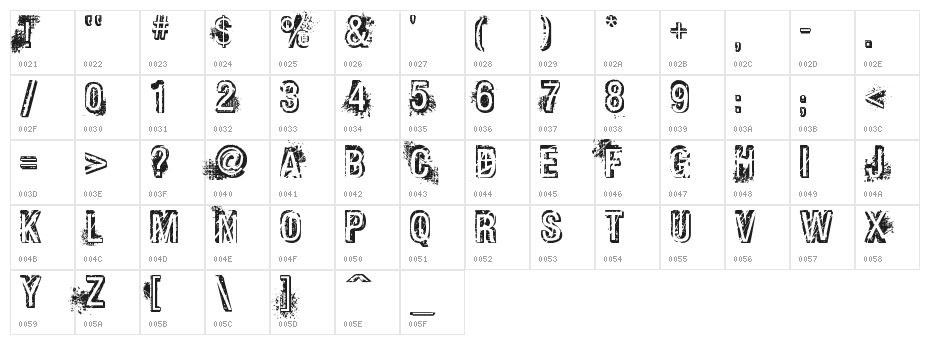 Phat Grunge Bold Character Map