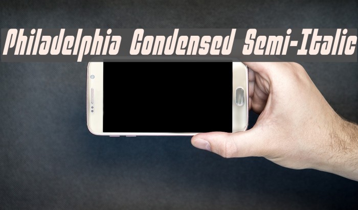 Philadelphia Condensed Semi-Italic Font examples