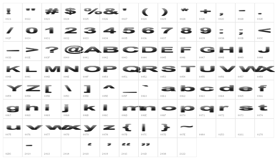 Philtered Phont Character Map