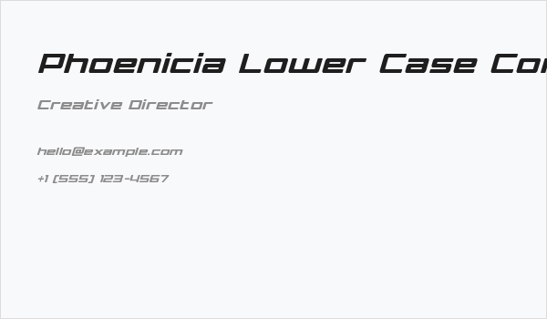 Phoenicia Lower Case Condensed Italic Business Card