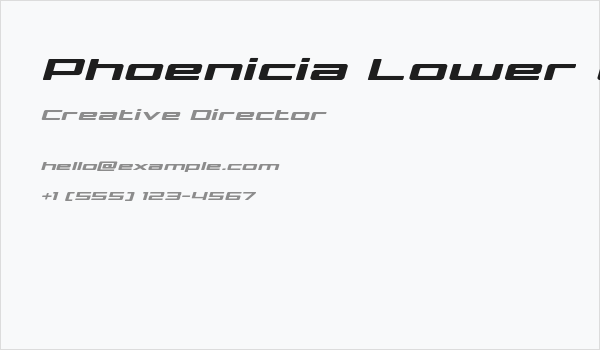 Phoenicia Lower Case Expanded Italic Business Card