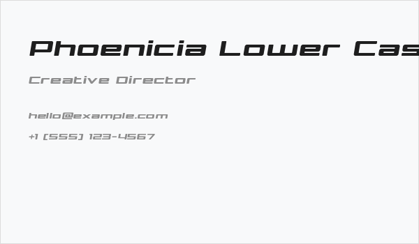 Phoenicia Lower Case Semi-Italic Business Card
