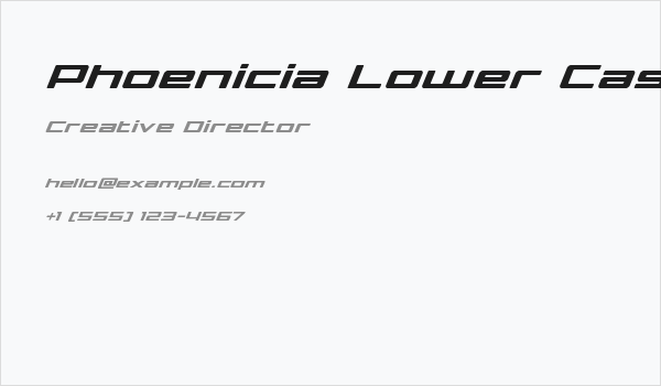 Phoenicia Lower Case Super-Italic Business Card