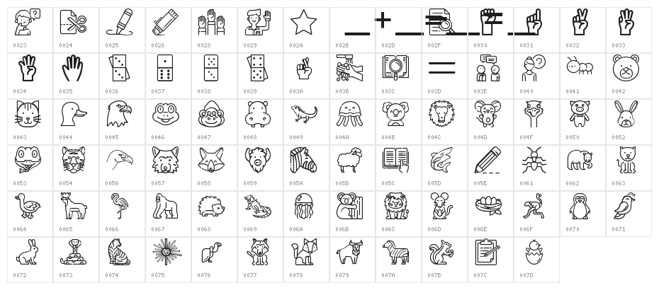 PhonicsAnimals2 Character Map