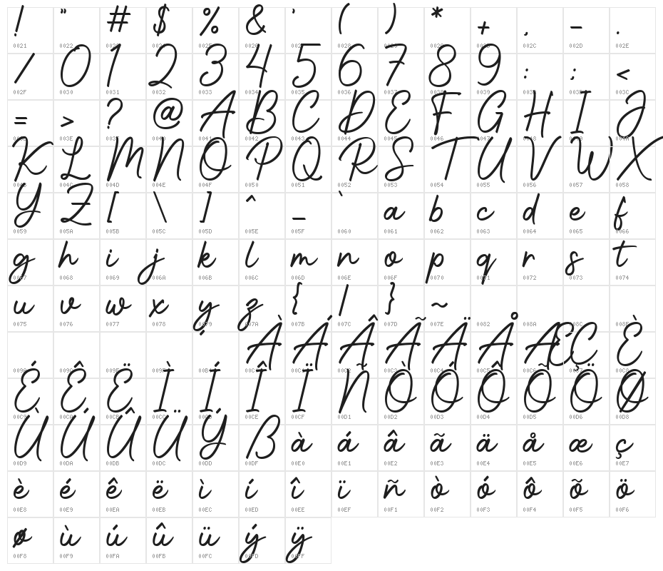 Photoshoot Regular Character Map