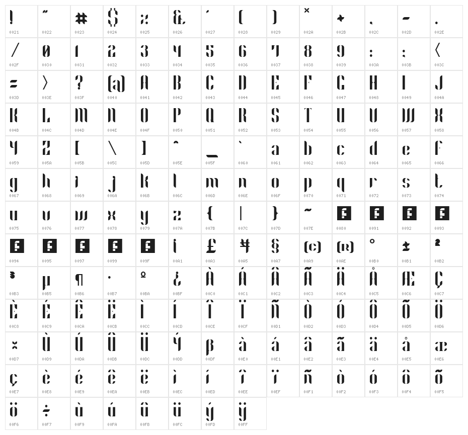 Phyllon Regular Character Map