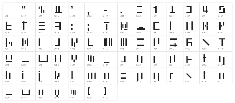 PhysiofirstE Character Map