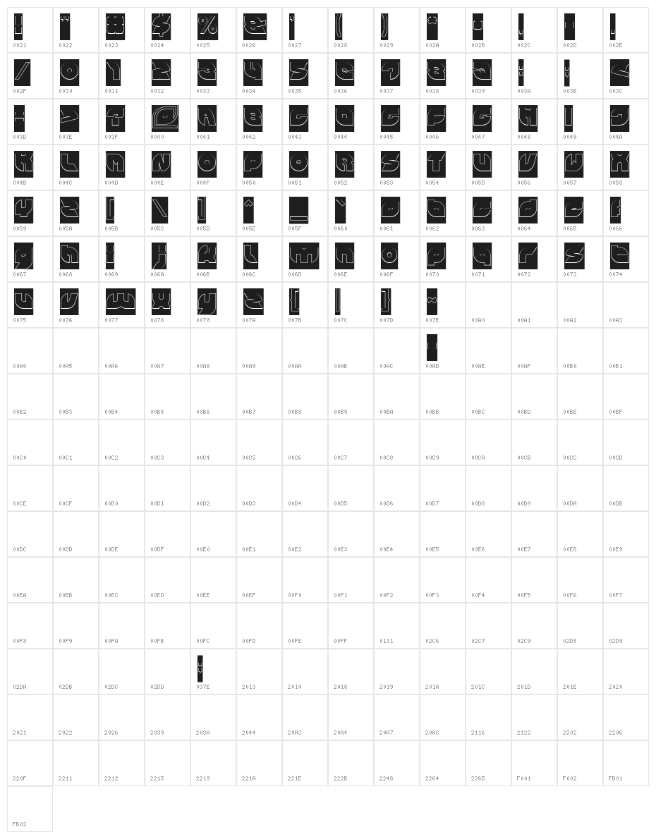 PICAAE-Hollow-Inverse Character Map