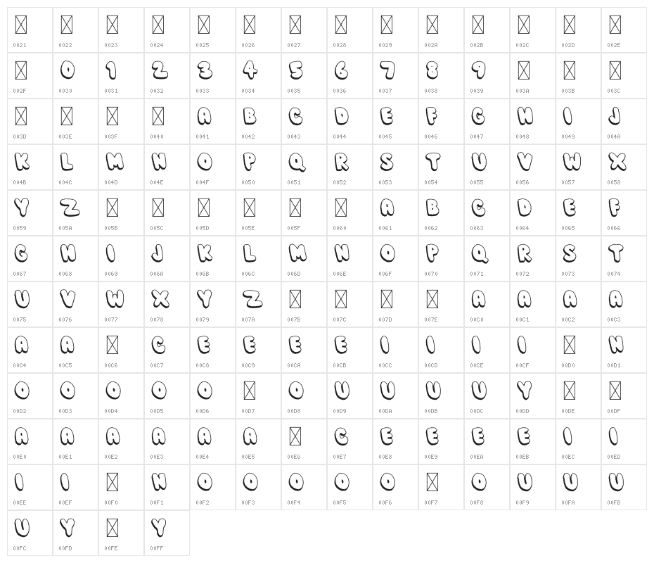 PICK POCK Character Map