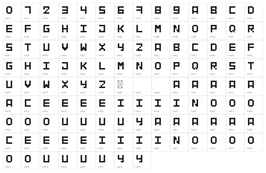 PIXSPACE-DEMO Character Map