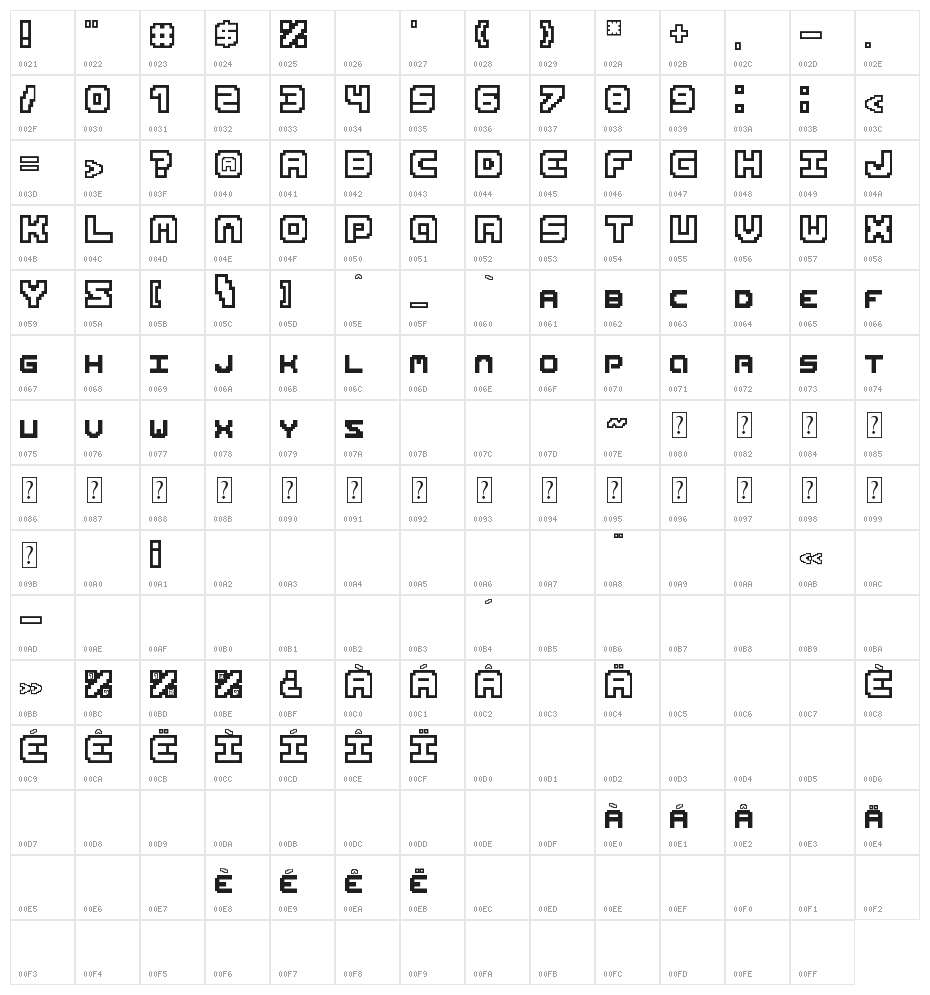 PIX_lite Character Map