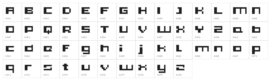 PIXleft_5 Character Map