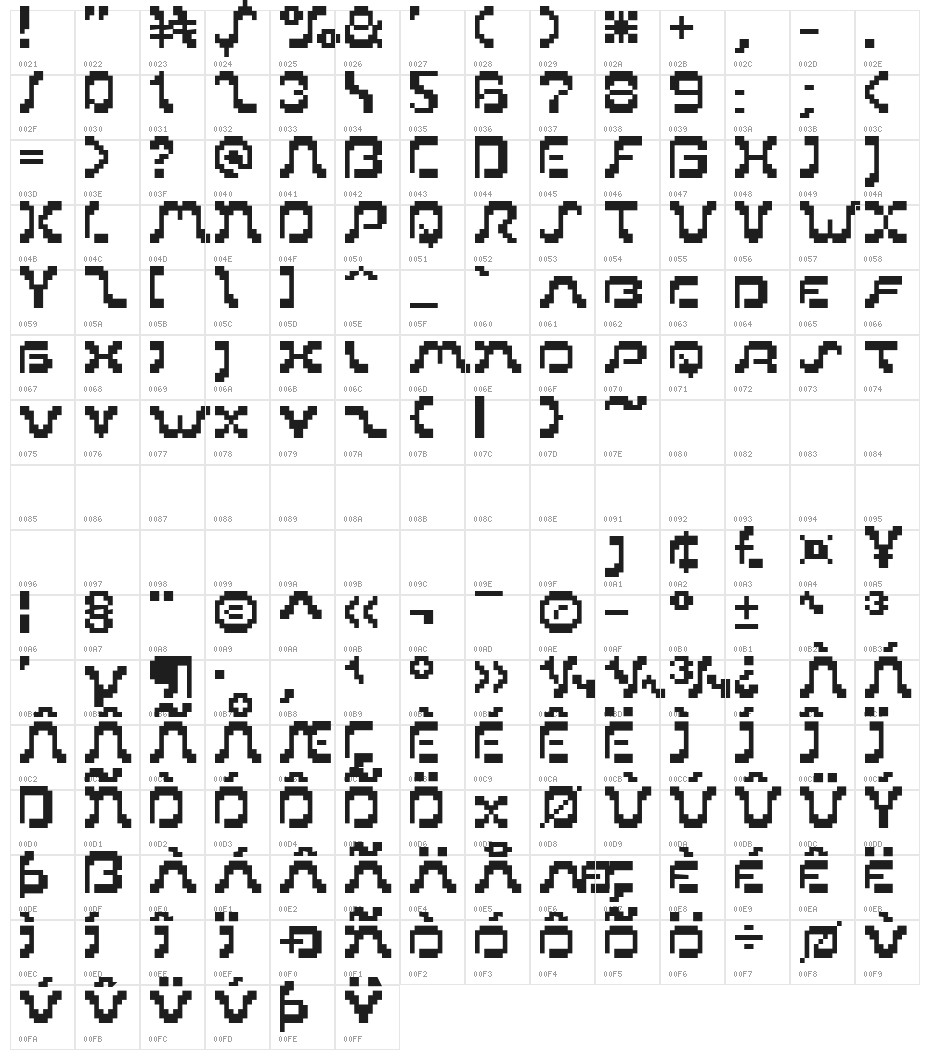 PIXoriental_9 Character Map