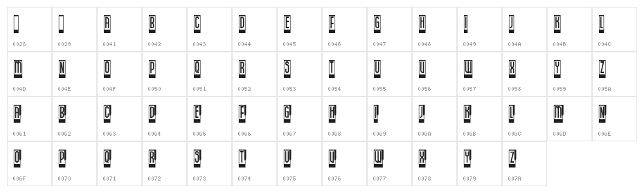 Piano Letters Regular Character Map