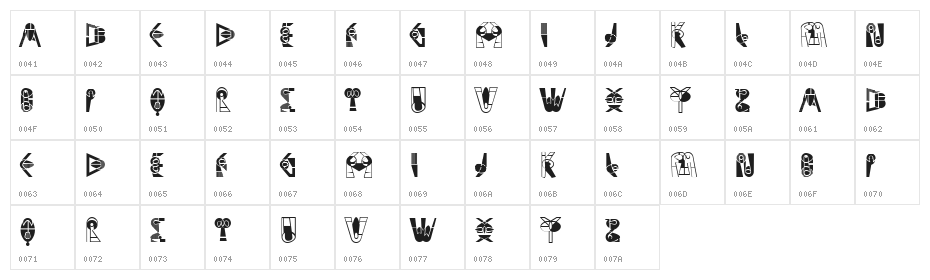 Piano Regular Character Map