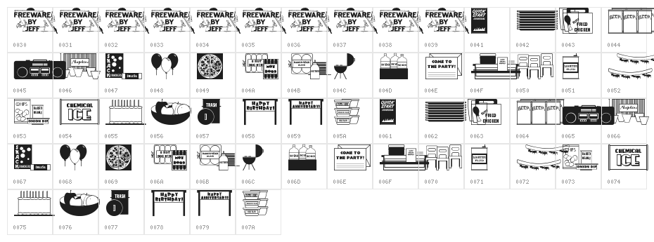 Picnics & Parties JL Character Map