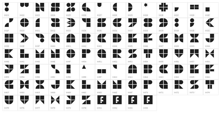 PicoPop Regular Character Map