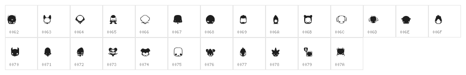 Pictoserie 2 Character Map