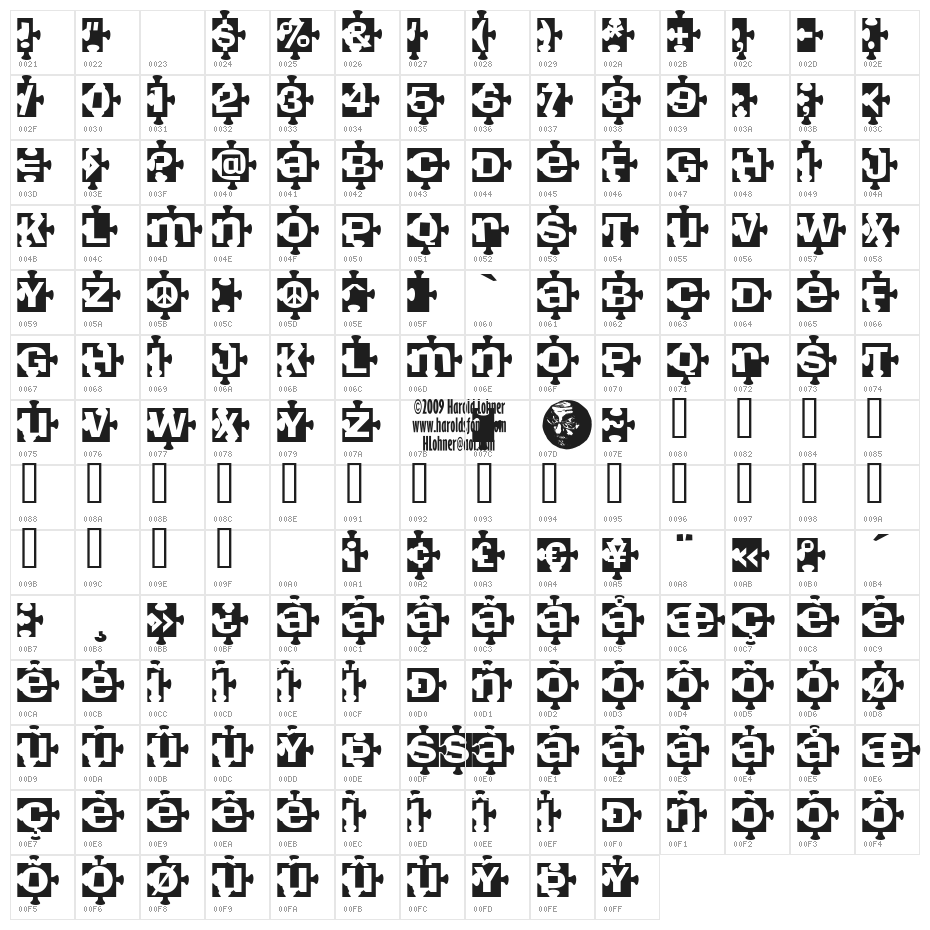 Pieces B Character Map