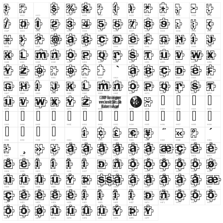 Pieces W Character Map