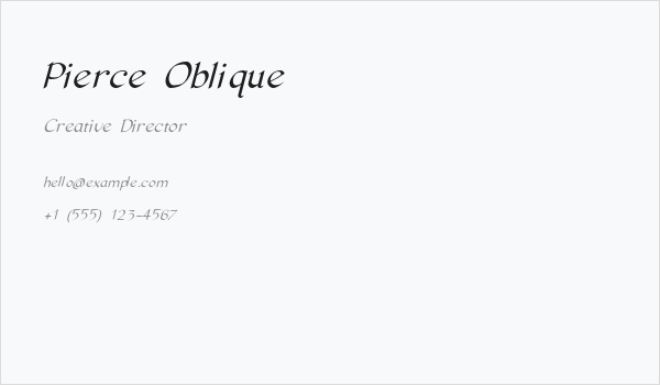Pierce Oblique Business Card