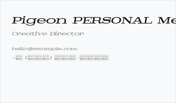 Pigeon PERSONAL Medium Italic Business Card