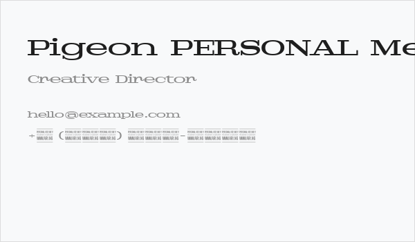 Pigeon PERSONAL Medium Business Card