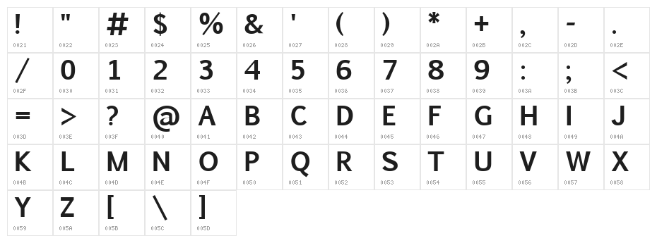 Pigiarniq Bold Character Map