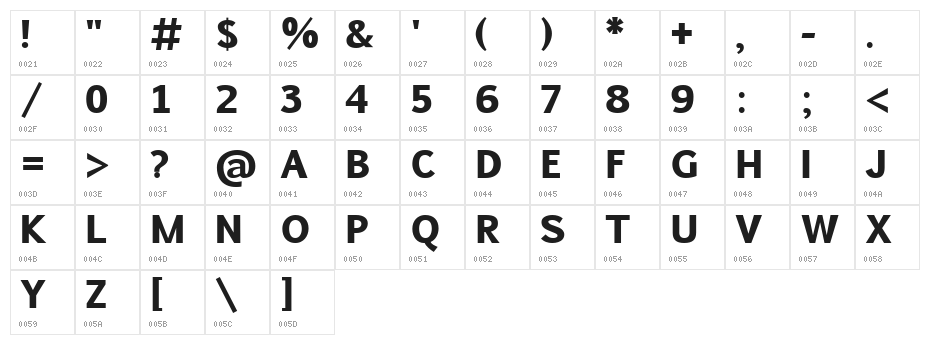 Pigiarniq Heavy Character Map