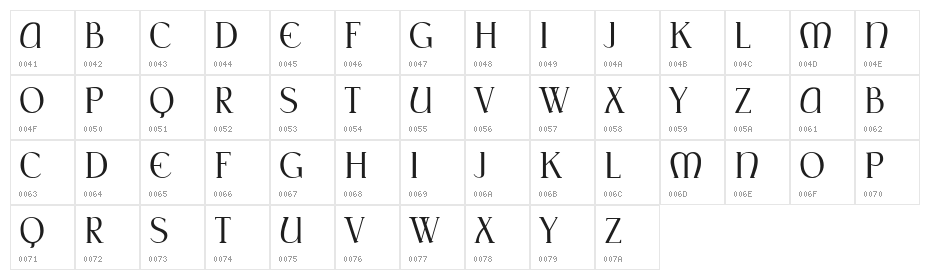 Pigment Regular Character Map