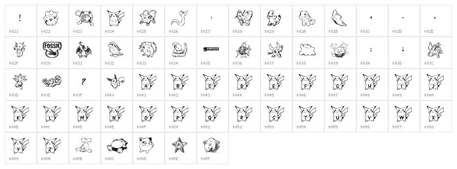 Pika Pika Character Map