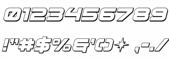 Pilot Command 3D Italic Font OTHER CHARS