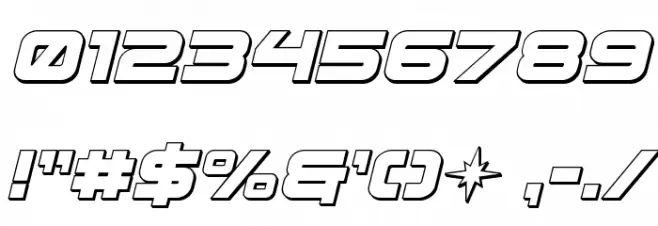 Pilot Command 3D Italic Font OTHER CHARS