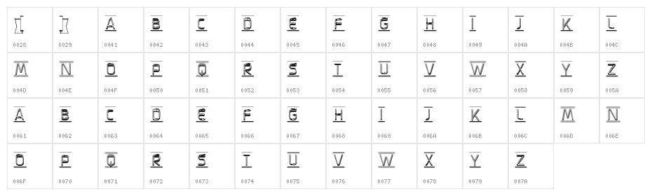 Pilot Regular Character Map