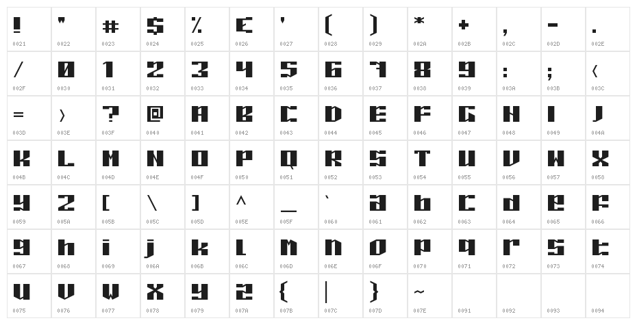 Piloton Regular Character Map