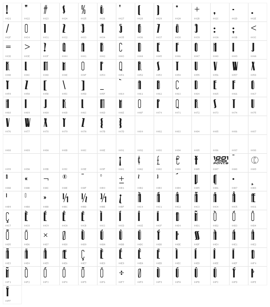 Pinball Whiz NF Character Map